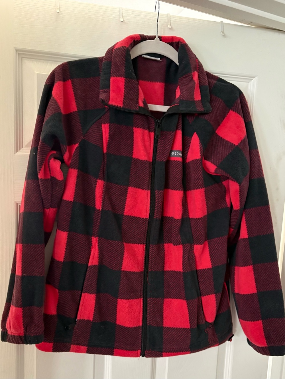 Columbia Red and Black Buffalo Plaid Fleece Jacket
